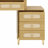 Rattan Makeup Vanity Desk with LED Lighted Mirror, Vintage Dressing Table with 5 Drawers and Storage Shelf-625747819