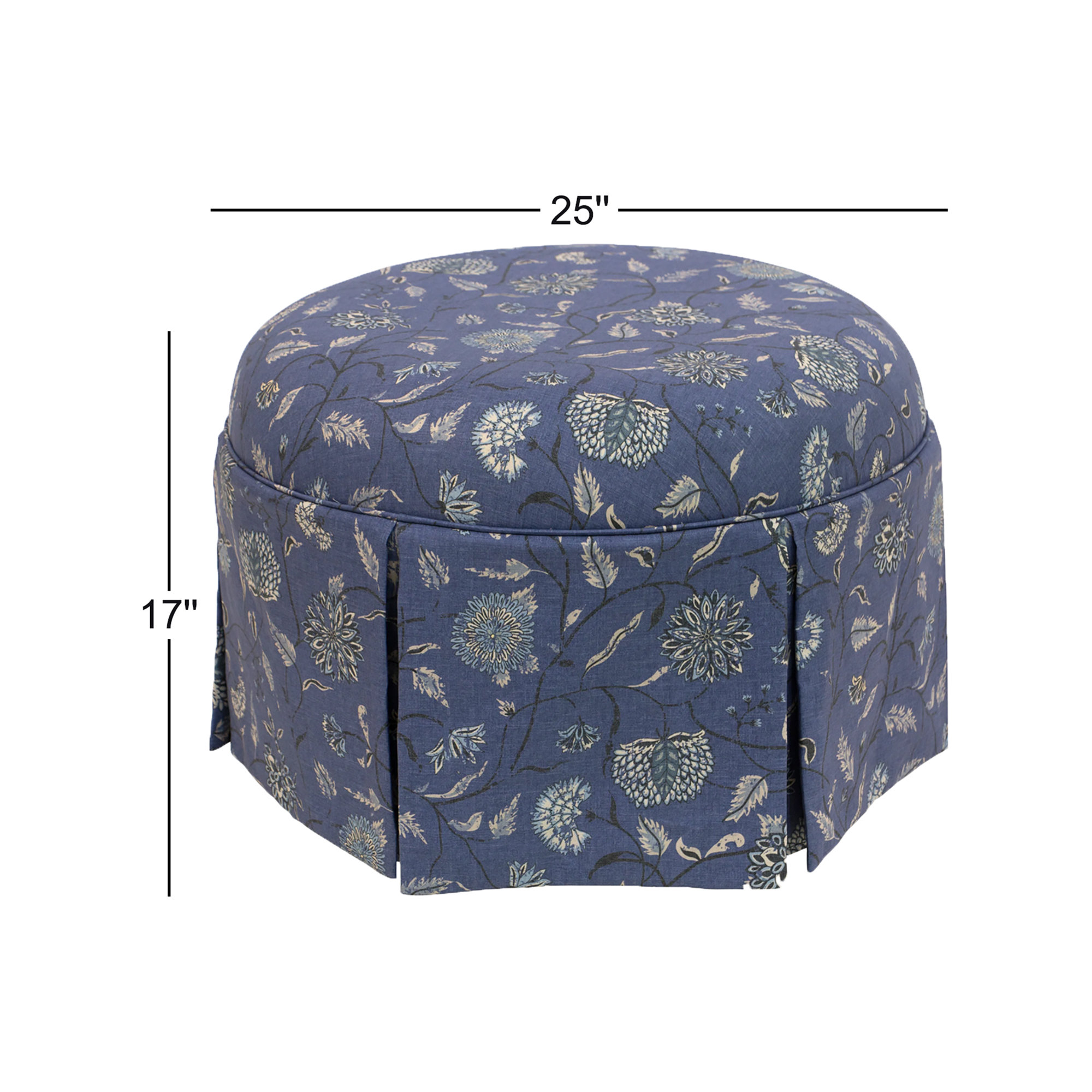Manders 25" Round Ottoman, Dahlia Blue