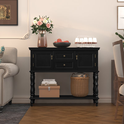 Farmhouse Wood Console Table with Drawers and Cabinet for Entry and Living Room
