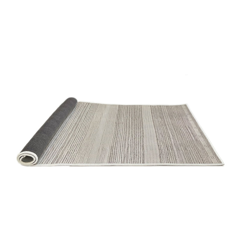 Tapis ivoire à rayures Sivert, Rond 5 pi