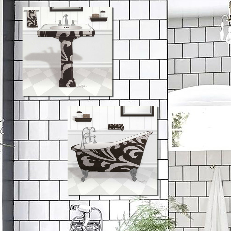 « black damassé sink », ensemble de 2 reproductions d’art, H 24 po x l 48 po x P 1,5 po, Toile tendue