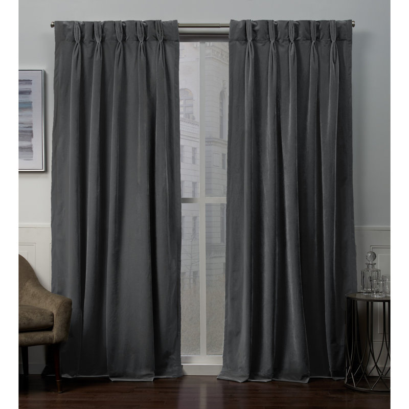 Donna Room Darkening Curtain Pair, Soft Gray, 27"W x 63"L
