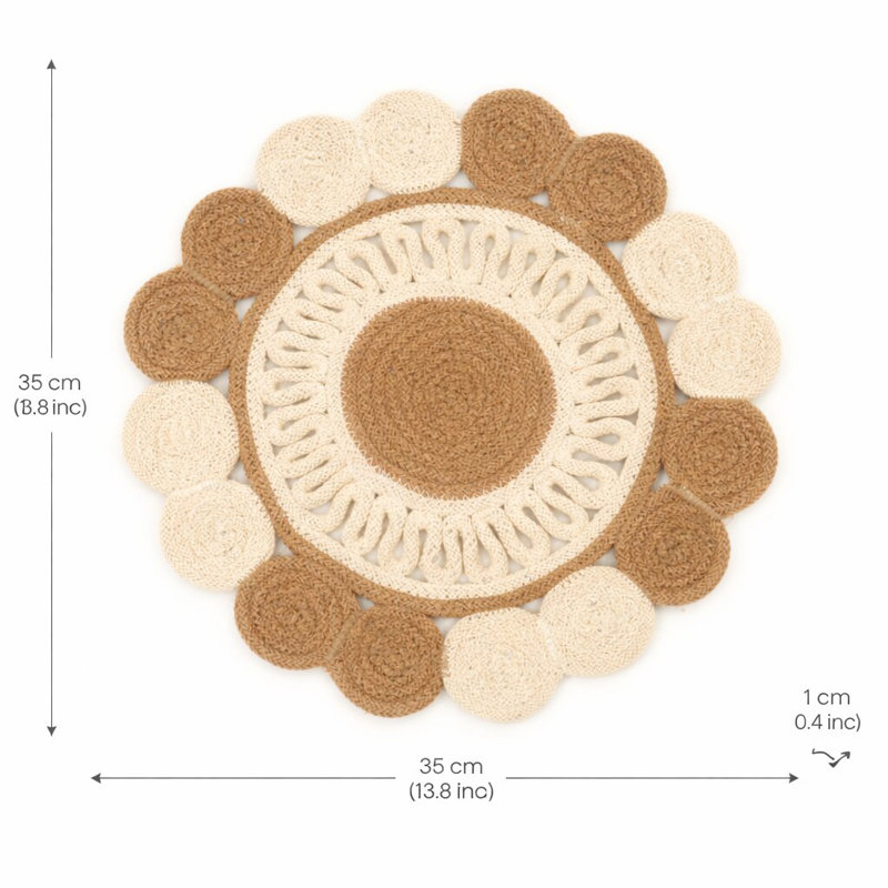 Cotton Floral Placemat, Beige
