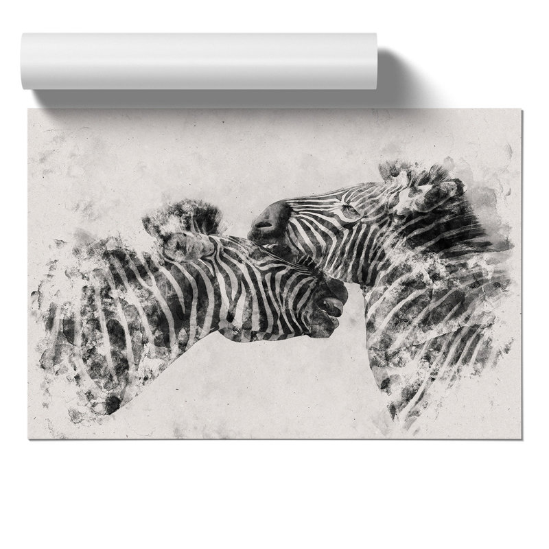 Zebras Watercolour - Frameless Print, 30cm H x 42cm W x 0.1cm D