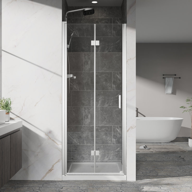 Goodyo Pivot Shower Doors, 32" W X 72" H Frameless Bifold Swing Shower Door,1/4" (6Mm) Clear Tempered Glass, Chrome Finish Hardware, Reversible Installation