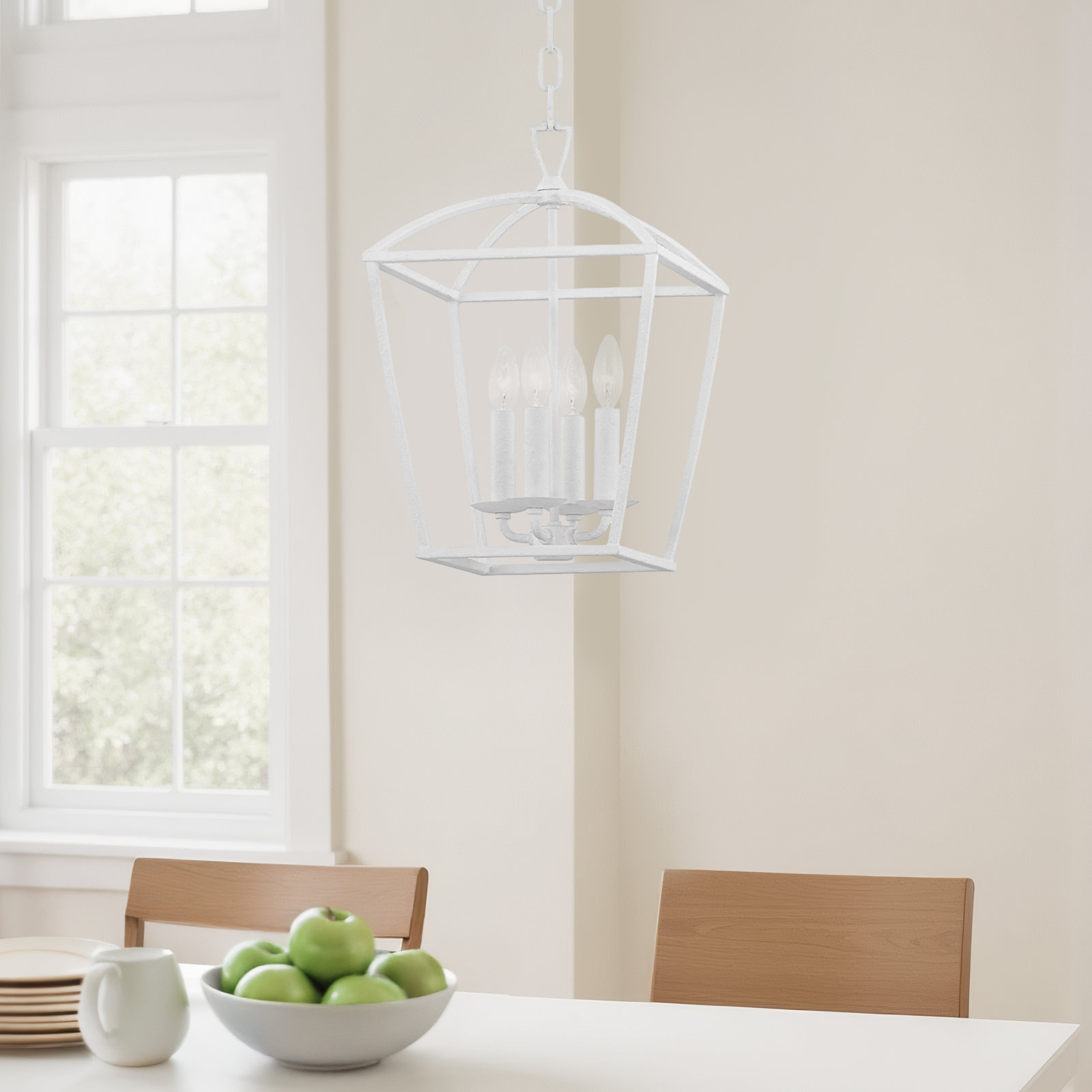 Brodie 4 - Light Chandelier, 71.5" H x 12" W x 12" D, White Plaster