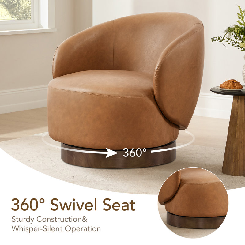 Modern Swivel Barrel Chairs With Wood Base