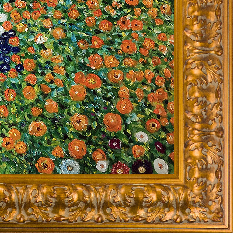 «Flower Garden» par Gustav Klimt, peinture encadrée, H 27 po x l 31 po x P 2 po, Moiré sicilien