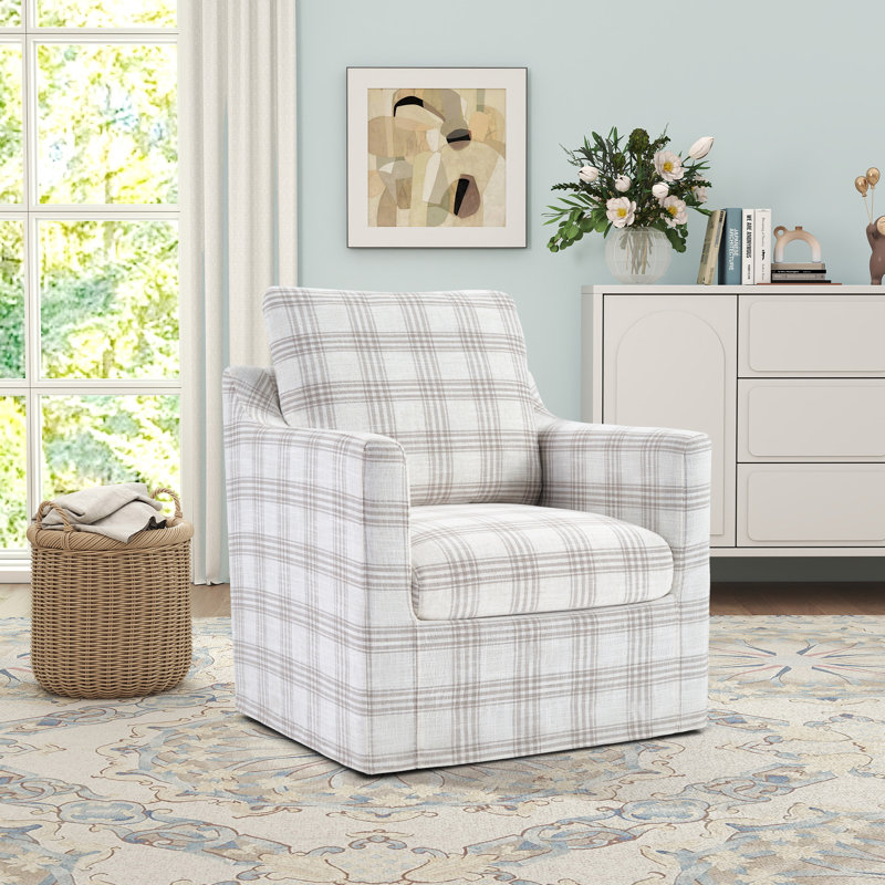 Fauteuil d'appoint pivotant rayé 31,8 po, Beige