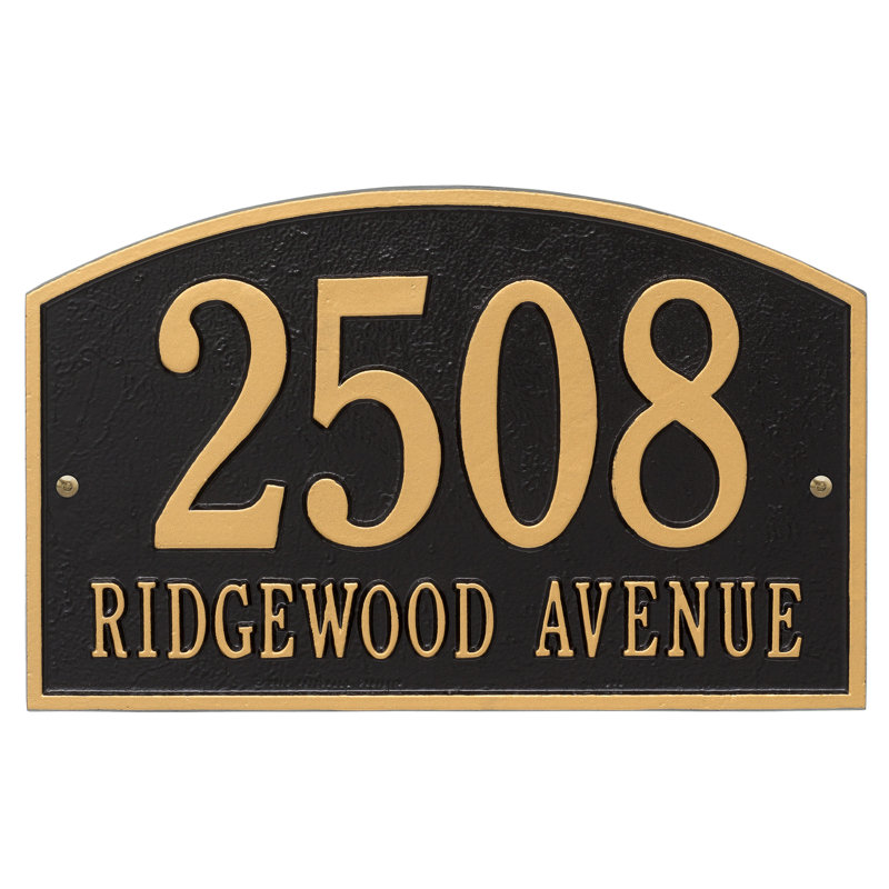 Legacy 2-Line Wall Address Plaque, Yes, Black / Gold