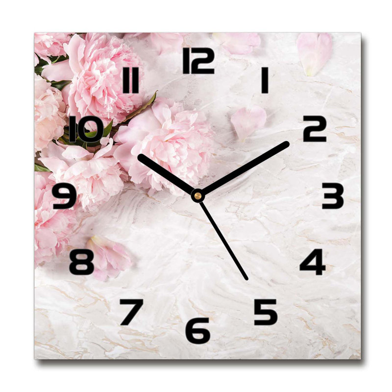 Hareld Glass Wall Clock, Black/Pink/Silver
