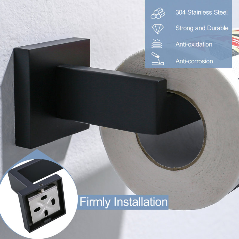 Wall Mounted Toilet Paper Holder, Matte Black