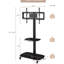 Hauteur et angle de la tablette télé ajustable, téléviseurs de 32 à 65 pouces convenables, verre trempé, structure en métal, roulettes verrouillables, meuble de rangement pratique avec composants en verre, s'adapte aux téléviseurs, aux angles, au choix élégant