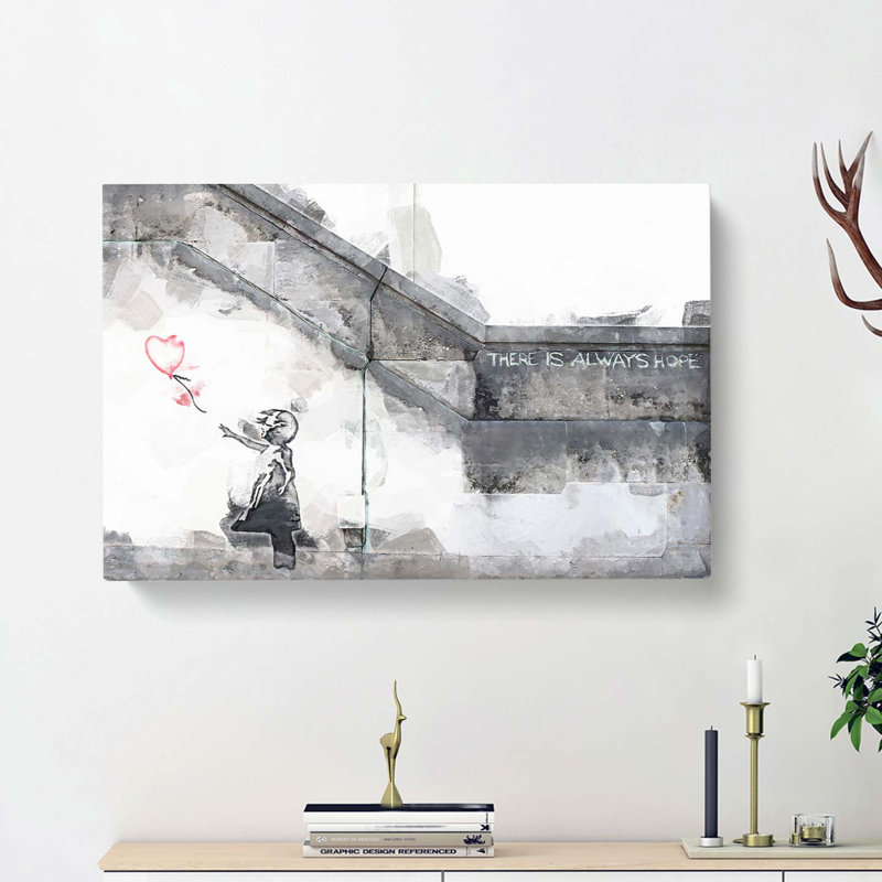 Girl With A Red Balloon by Banksy - Wrapped Canvas, 35cm H x 50cm W x 3cm D