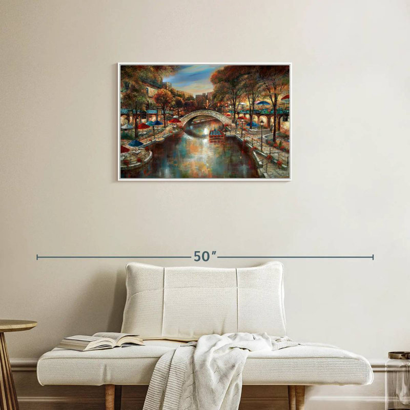 Soirée sur le canal, Cadre flottant blanc, 31 po x 21 po