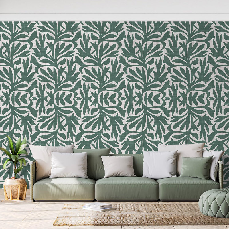 Toile Damask Peel & Stick Floral Border, 132" L x 120" W