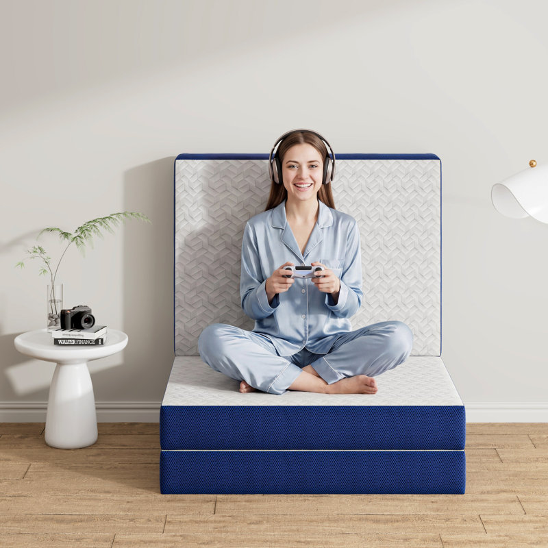 Matelas de 4 po en mousse viscoélastique gélifiée de 4 po avec housse amovible, Lit simple, 4"