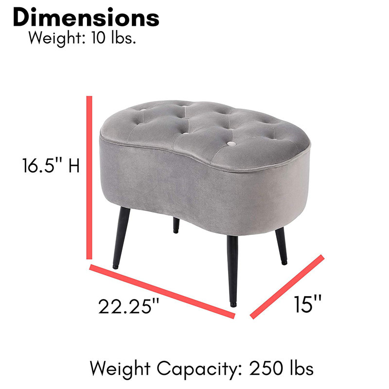 Velvet Ottoman, Gray Velvet