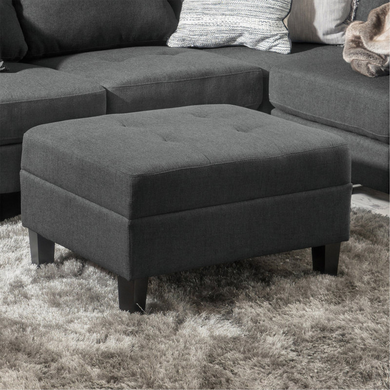 Anjuman Upholstered Ottoman, Light Blue, Light Blue Polyester