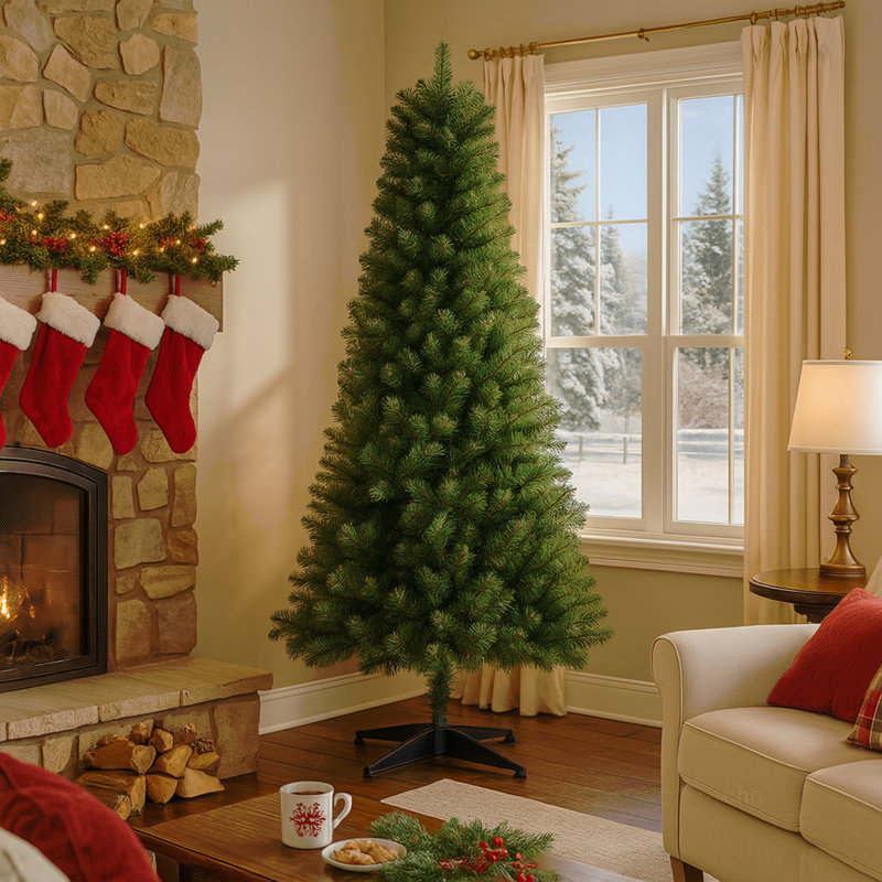 Arbre de Noël artificiel non éclairé 6 pi avec 490 pointes, branches pleines en PVC, arbre de Noël classique avec support en plastique à 4 pieds pour la décoration intérieure
