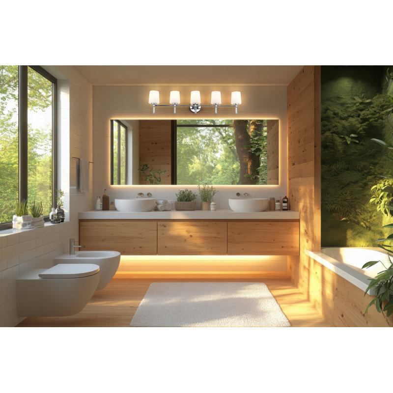 Ensemble de meuble-lavabo 5 lumières Henri 42 po Chrome, Chrome chrome