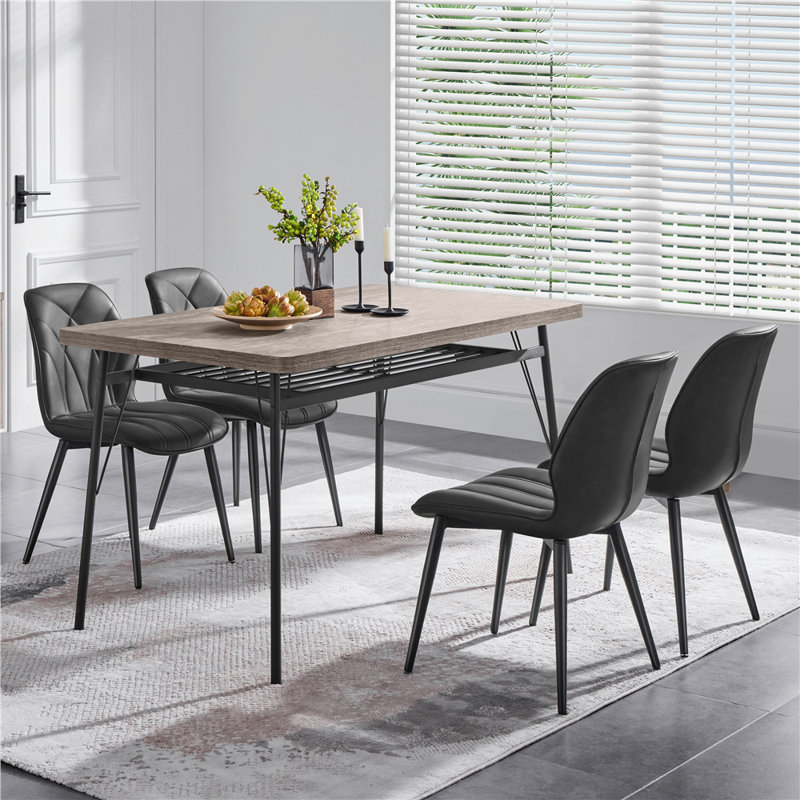 82cm H Upholstered Dining Chair Side Chair, Dark Grey