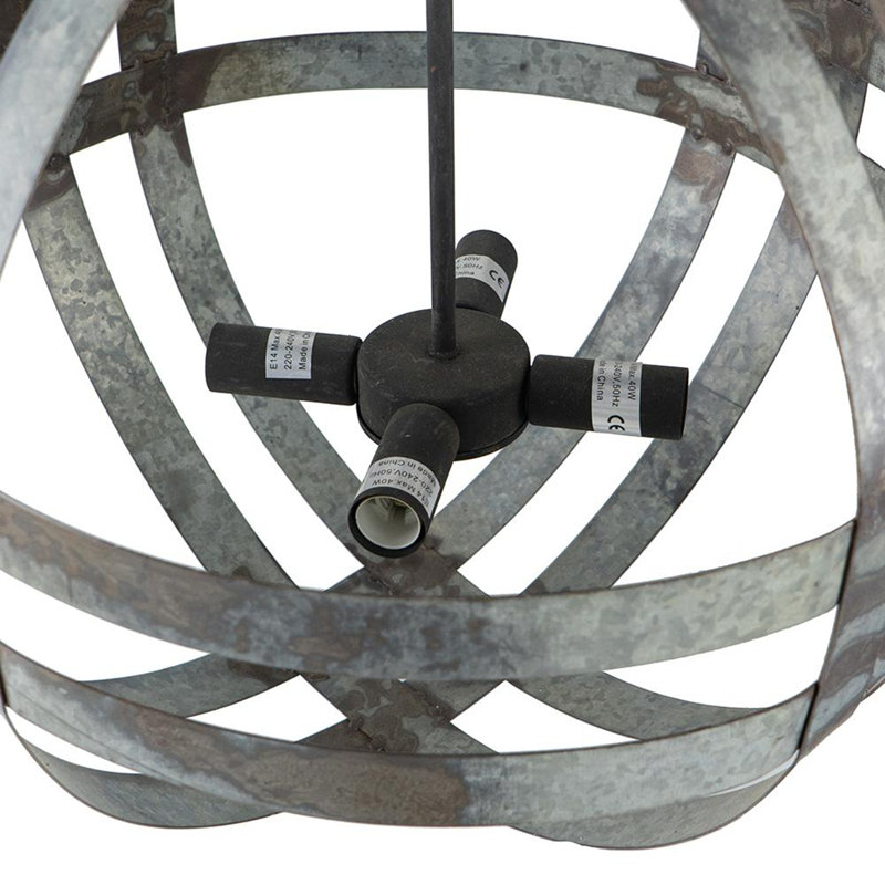 Gray Galvanized Metal 4-Light Chandelier