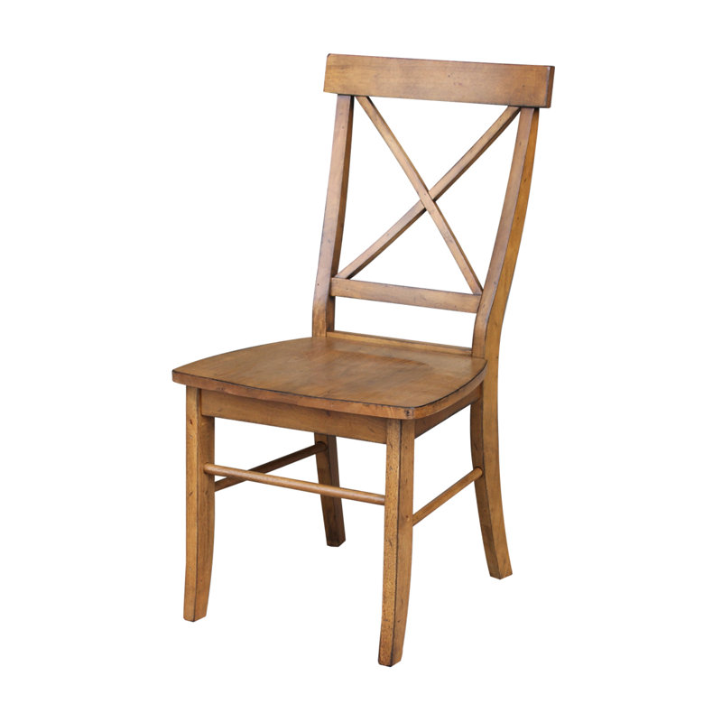 Bellmead Solid Wood Cross Back Side Chair, Pecan