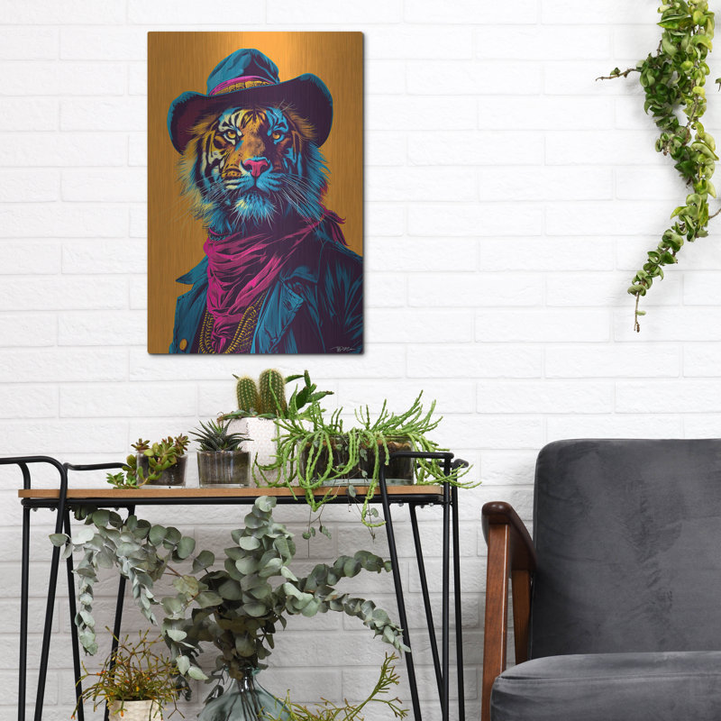 Art mural luxueux «Western Tiger» par Momart, H 16 po x l 12 po