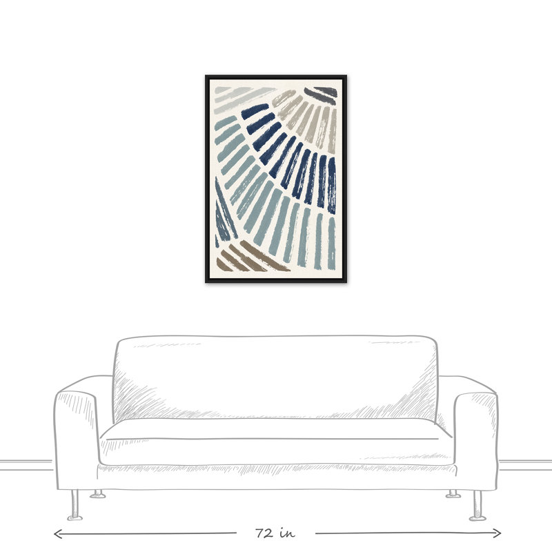 Blue Sun Rays - Peinture, Toile à cadre flottant noir, H 37,75 po x l 25,75 po x P 1,75 po