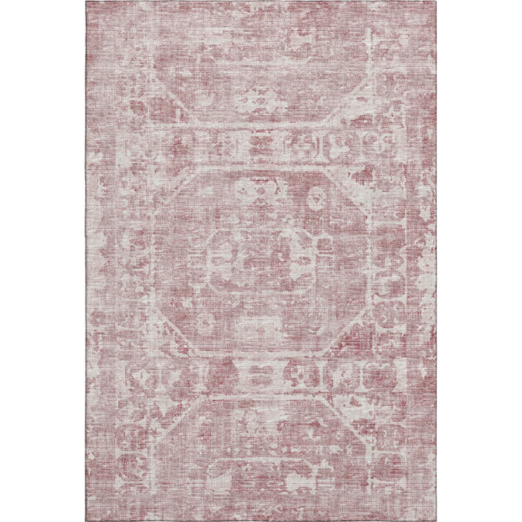 Premium Machine Washable Kelsa AMF41 Pink Rug