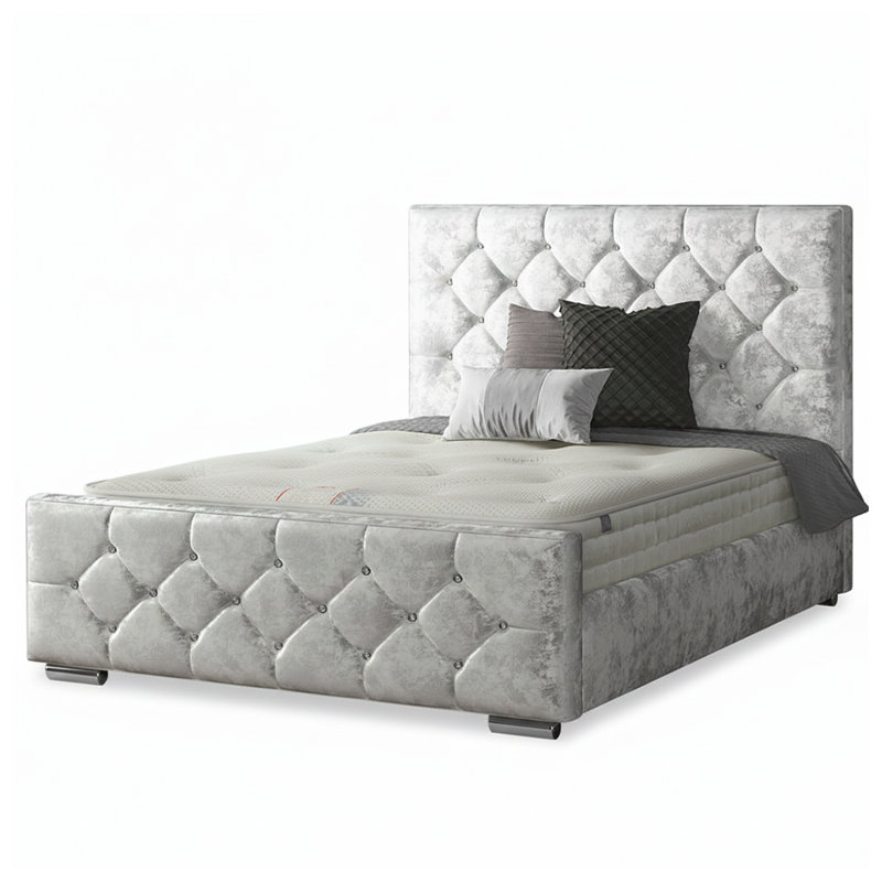 Farallones Upholstered Velvet Bed, Single (3'), Silver