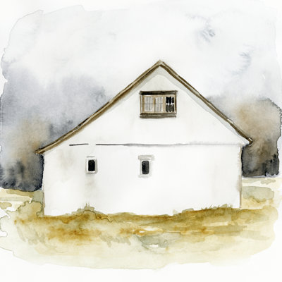 «White Barn Watercolor I» par Victoria Barnes - peinture sur toile tendue