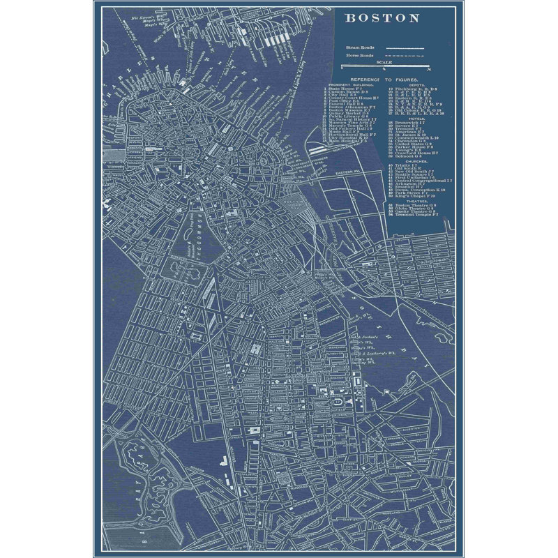 Carte graphique de Boston, H 36 po x l 24 po