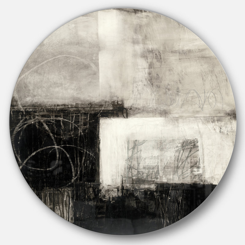 « a geometric day ii »-impression sur cercle métallique, H 23 po x l 23 po x P 1 po
