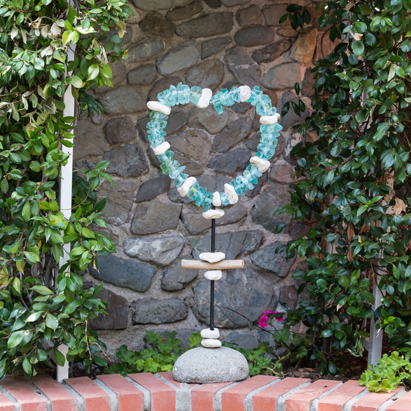 Support de jardin en verre heart Clarkedale, H 40 po x l 18 po x P 5 po
