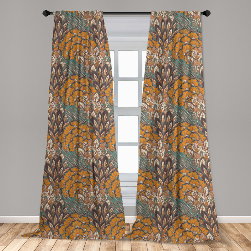 Floral Semi-Sheer Rod Pocket Curtain Panels, 28" x 95"