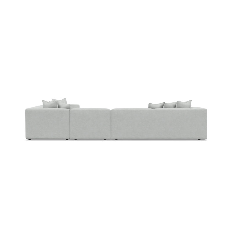 Bliss Sectional, Gray Polyester Blend, 28" H x 160.5" W x 123.5" D