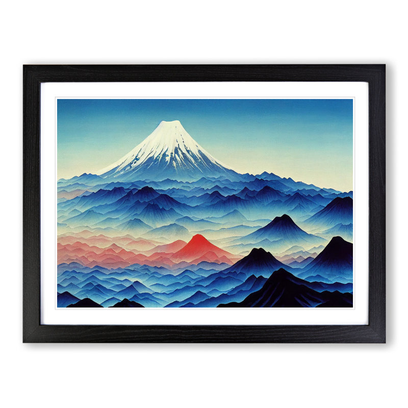 XH1022-6642X Japanese Mountains Vol.6 - Single Picture Frame Painting, Black, 46cm H x 64cm W x 2cm D