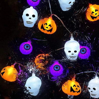 Halloween Decorative Light String Scary Pumpkin Light String 6.5FT 10 Lights Mixed Colour