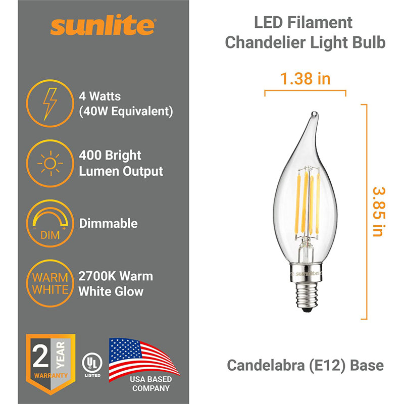 4 Watt,LED, Dimmable Light Bulb, Warm White (2700K) E26/Medium (Standard) Base