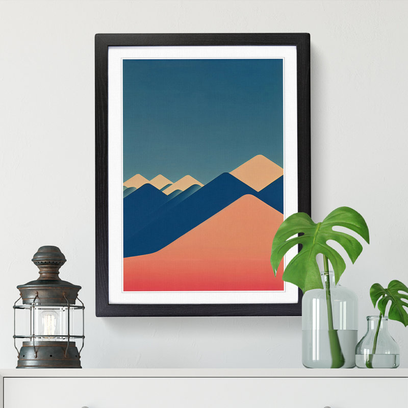 Angadresma Minimalistic Mountains - Picture Frame Print, 34cm H x 25cm W x 2cm D, Walnut
