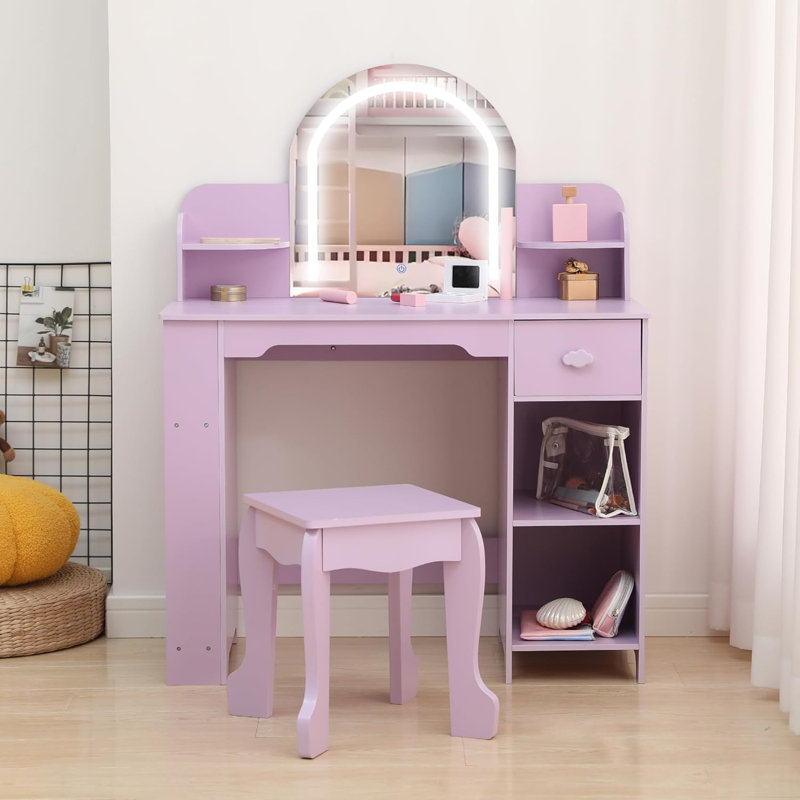 Dressing Table with Mirror, Purple