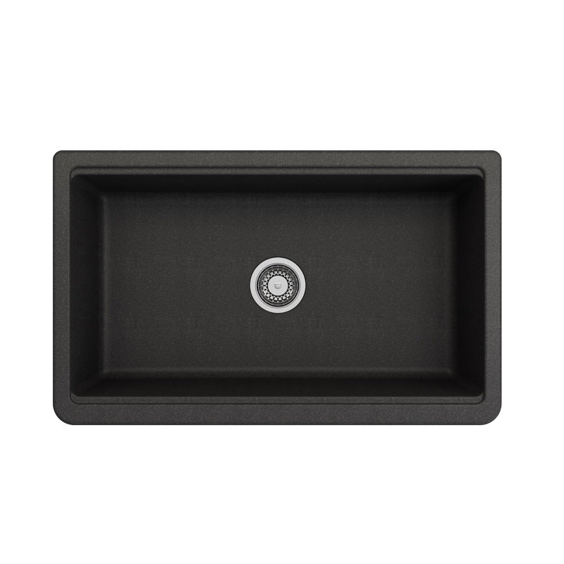 Arona 33'' L Single Basin Kitchen Sink, Metallic Black
