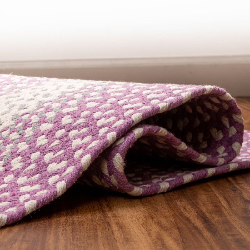 Waterbury Farmhouse Handmade Braided Purple Area Rug, Runner 2' x 6'