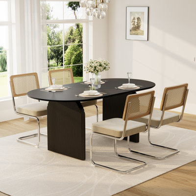 Ensemble de salle à manger élégant à double piédestal avec chaises en velours