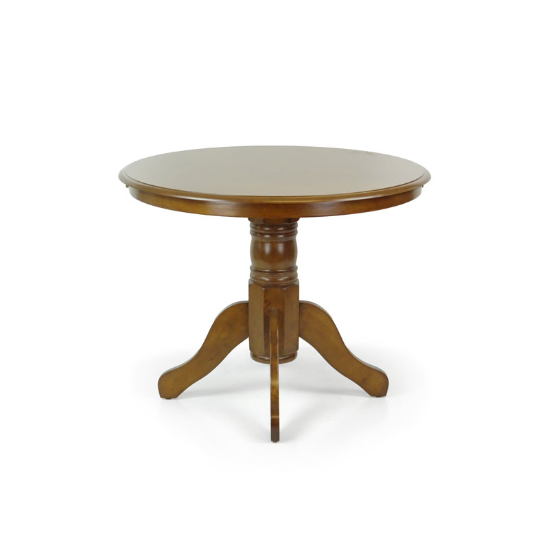 Brown Round Solid Wood Four-Leg Dining Table