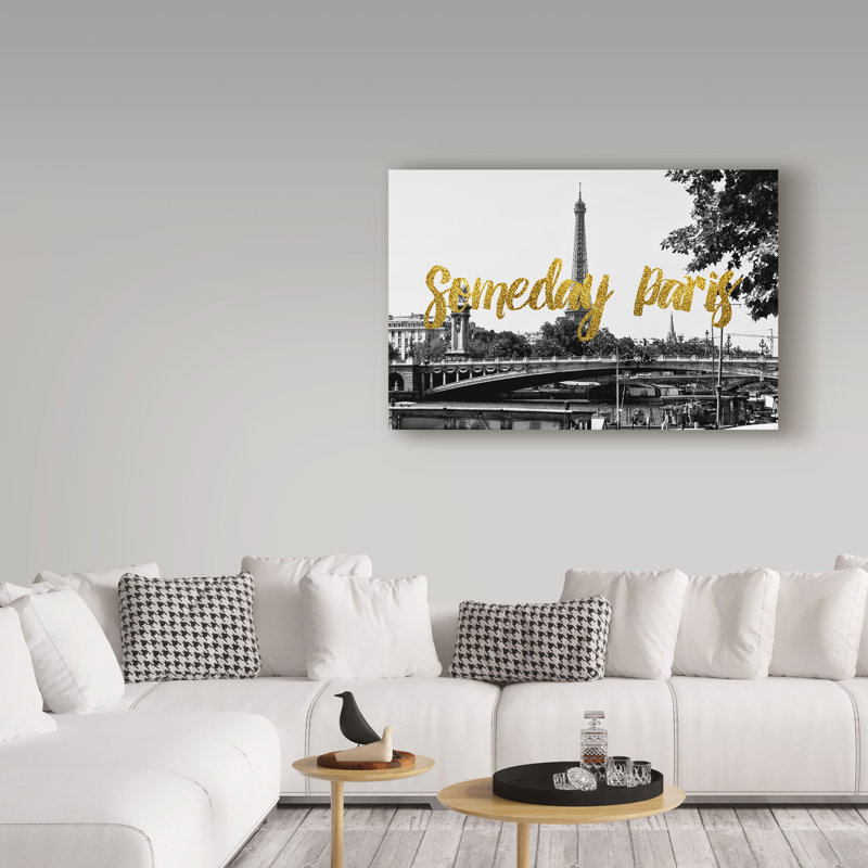 « un' ' 'a paris paris bridge' », reproduction d’impression sur toile tendue, H 22 po x l 32 po