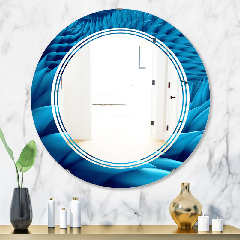 Modern Wall Mirror, 31.5" H x 31.5" W, Large Light Flower and Petals