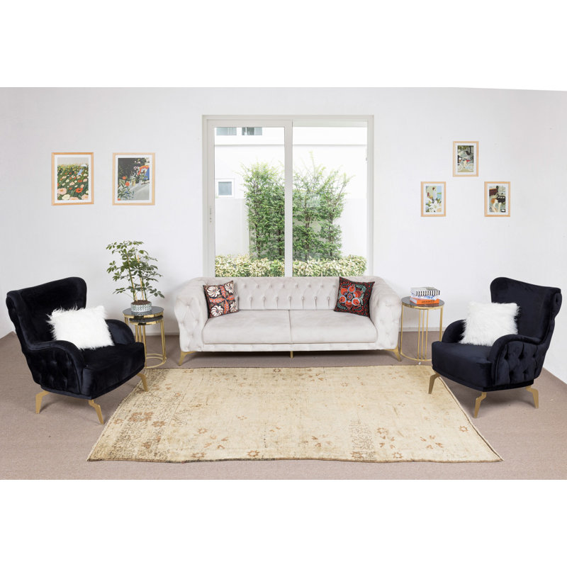 Tapis turc Oushak taille pièce, tapis rétro noué à la main pour la maison et le bureau